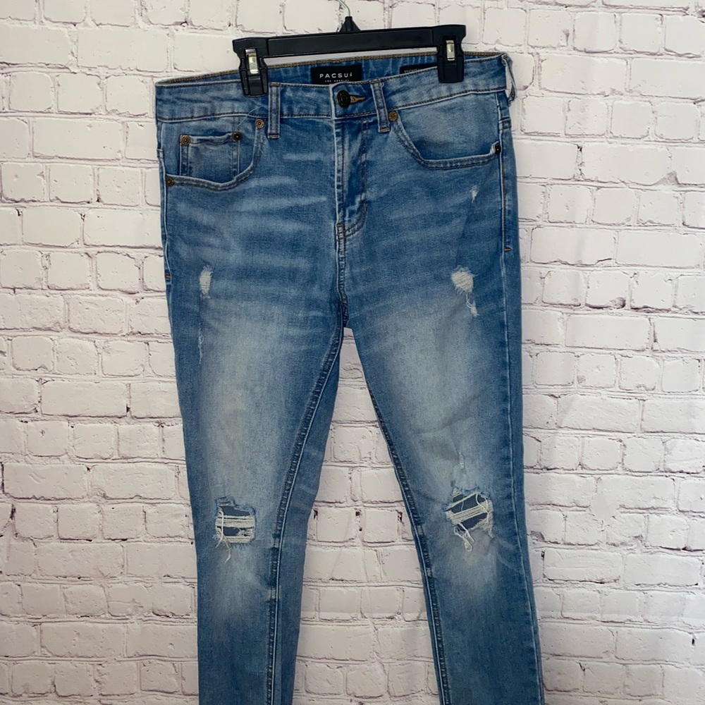 Pacsun 30 x 32 Stacked Ripped Blue Jeans